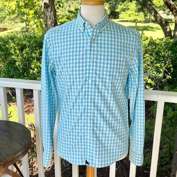 Untuckit Torrence-WF Gingham Print Dress Shirt. Size Medium Slim Fit Wrinkle Fre - Picture 8 of 8